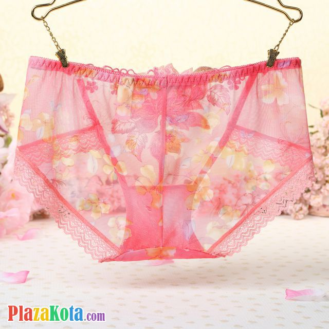 P303 - Celana Dalam Panties Hipster Peach Transparan Bordir Bunga - Photo 2