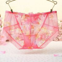 P303 - Celana Dalam Panties Hipster Peach Transparan Bordir Bunga - Thumbnail 2