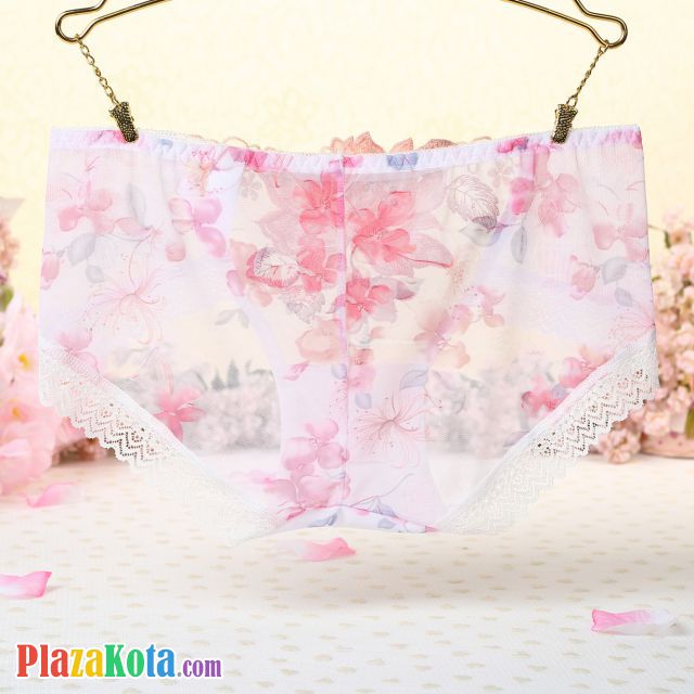 P304 - Celana Dalam Panties Hipster Putih Transparan Bordir Bunga - Photo 2