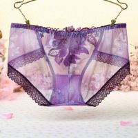 P306 - Celana Dalam Panties Hipster Ungu Transparan Bordir Bunga - Thumbnail 2