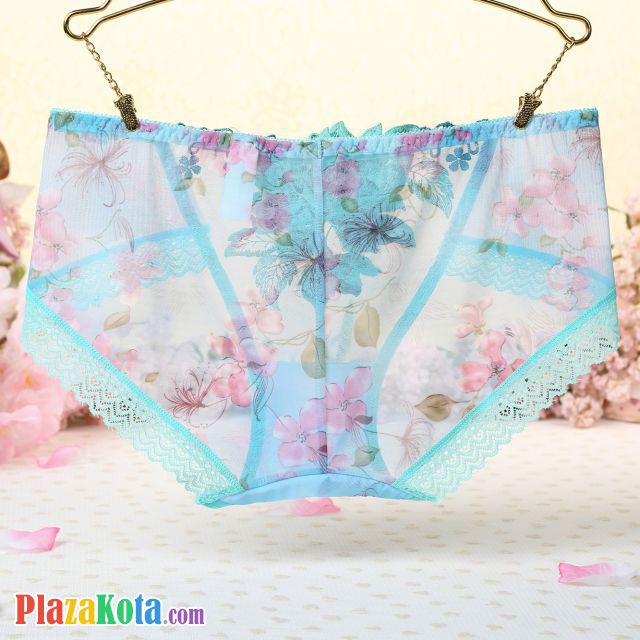 P308 - Celana Dalam Panties Hipster Hijau Transparan Bordir Bunga - Photo 2