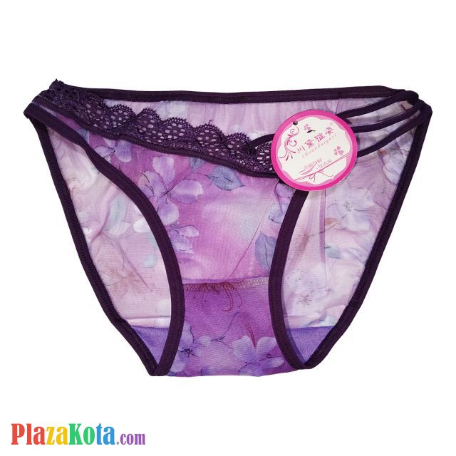 P316 - Celana Dalam Panties Thong Ungu Transparan Tali 3 - Photo 1
