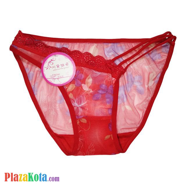 P317 - Celana Dalam Panties Thong Merah Transparan Tali 3 - Photo 1