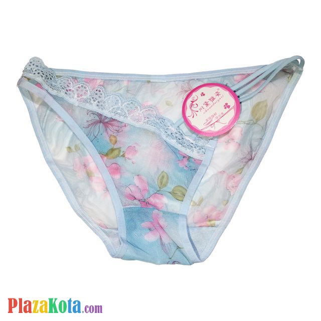 P318 - Celana Dalam Panties Thong Biru Transparan, Tali 3 - Photo 1