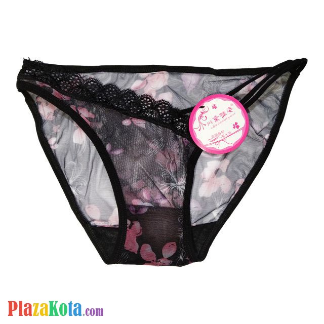 P319 - Celana Dalam Panties Thong Hitam Transparan Tali 3 - Photo 1