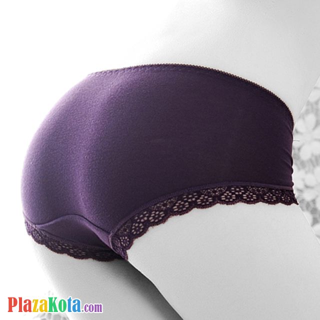 P329 - Celana Dalam Panties Hipster Ungu Bordir Bunga - Photo 2