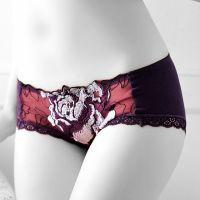 P329 - Celana Dalam Panties Hipster Ungu Bordir Bunga