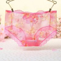 P333 - Celana Dalam Panties Hipster Magenta Transparan Bordir Bunga - Thumbnail 2