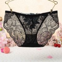 P345 - Celana Dalam Panties Thong Hitam Transparan Bordir Bunga - Thumbnail 2