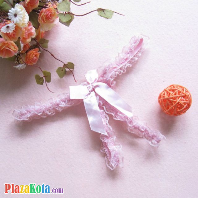 GS166 - Celana Dalam G-String Wanita Crotchless Pink Pita - Photo 1