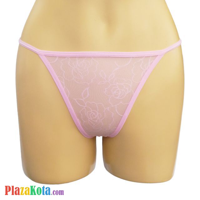 GS172 - Celana Dalam G-String Wanita Pink Transparan Pita - Photo 1