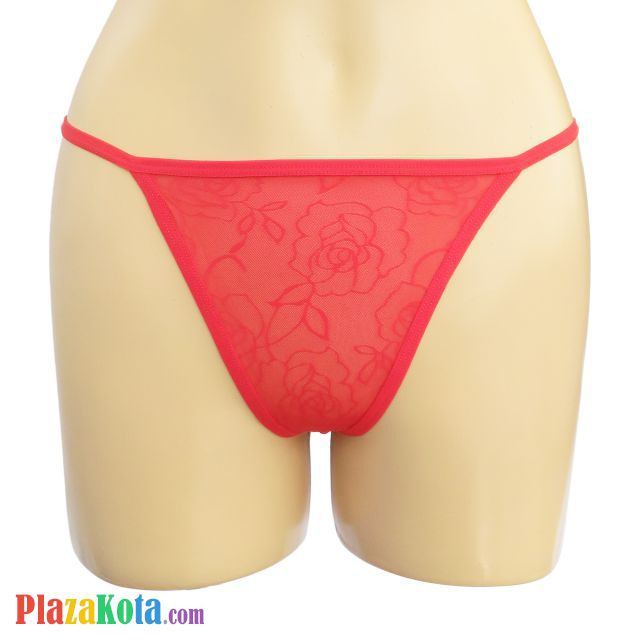 GS174 - Celana Dalam G-String Wanita Merah Transparan, Pita - Photo 1