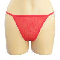 GS174 - Celana Dalam G-String Wanita Merah Transparan, Pita