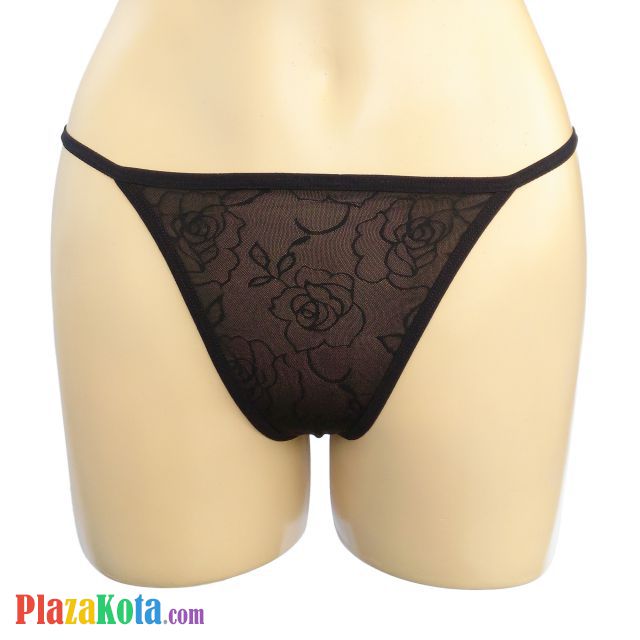 GS177 - Celana Dalam G-String Wanita Hitam Transparan Pita - Photo 1