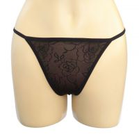 GS177 - Celana Dalam G-String Wanita Hitam Transparan, Pita