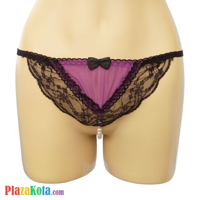 GS193 - Celana Dalam G-String Mutiara Ungu Transparan - Photo 1