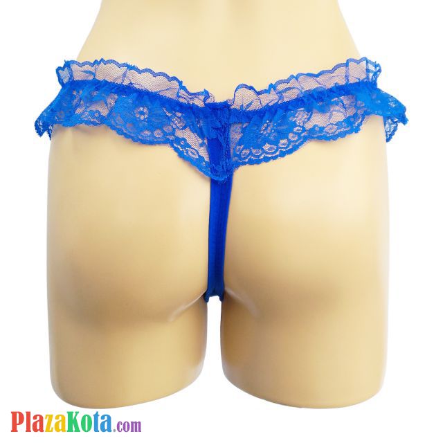 GS197 - Celana Dalam G-String Mutiara Crotchless Biru Transparan Pita - Photo 2