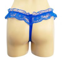 GS197 - Celana Dalam G-String Mutiara Crotchless Biru Transparan Pita - Thumbnail 2