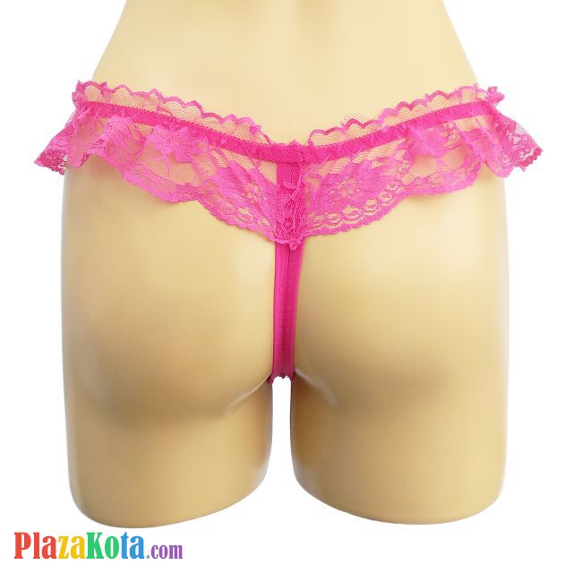 GS198 - Celana Dalam G-String Mutiara Crotchless Magenta Transparan Pita - Photo 2