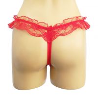 GS201 - Celana Dalam G-String Mutiara Crotchless Merah Transparan Pita - Thumbnail 2