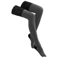 S028 - Stocking Overknee Hitam Transparan Atas Renda Silikon Anti Slip