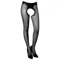 S034 - Stocking Pantyhose Hitam Transparan, Crotchless