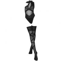 BS161 - Bodystocking Half Body Hitam Transparan, Stocking