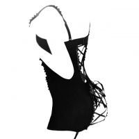 L0843 - Lingerie Chemise Hitam, Bra Kawat, Garter Strap, Stocking Fishnet - 2