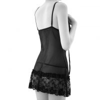 L0861 - Baju Tidur Lingerie Nightgown Sleepwear Midi Dress Hitam Transparan - Thumbnail 2