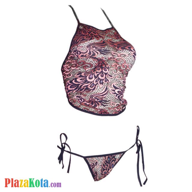 B247 - Bra Set Bralette Halter Chinese Dudou Ungu Celana Dalam Ikat Samping - Photo 1