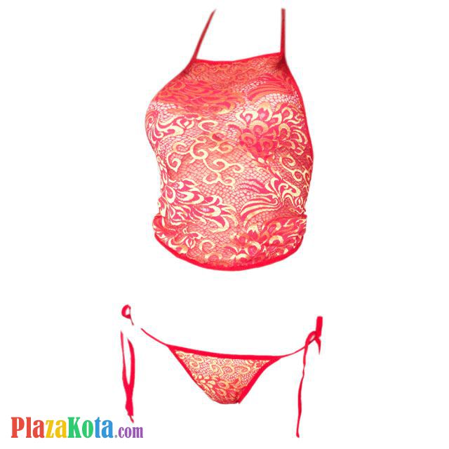 B248 - Bra Set Bralette Halter Chinese Dudou Merah Celana Dalam Ikat Samping - Photo 1