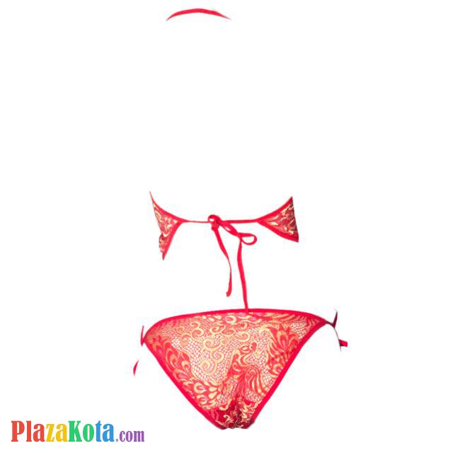 B248 - Bikini Bra Set Halterneck Merah, Panties Ikat Samping - Photo 2