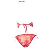 B248 - Bikini Bra Set Halterneck Merah, Panties Ikat Samping - 2