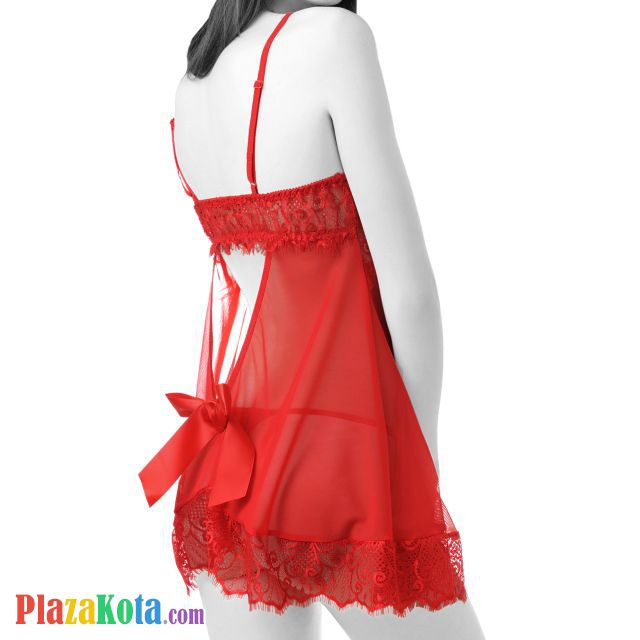 L0869 - Baju Tidur Dinas Malam Wanita Lingerie Mini Dress Gaun Pendek Seksi Merah Transparan - Photo 2 L0869 - Baju Tidur Dinas Malam Wanita Lingerie Mini Dress Gaun Pendek Seksi Merah Transparan - Photo 2