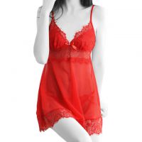 L0869 - Baju Tidur Dinas Malam Wanita Lingerie Mini Dress Gaun Pendek Seksi Merah Transparan - Thumbnail 1 L0869 - Baju Tidur Dinas Malam Wanita Lingerie Mini Dress Gaun Pendek Seksi Merah Transparan - Thumbnail 1