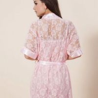 L0930 - Baju Tidur Dinas Malam Wanita Lingerie Kimono Jubah Seksi Pink Transparan Lengan Pendek Ikat Pinggang Baju Dalam - Thumbnail 3 L0930 - Baju Tidur Dinas Malam Wanita Lingerie Kimono Jubah Seksi Pink Transparan Lengan Pendek Ikat Pinggang Baju Dalam - Thumbnail 3