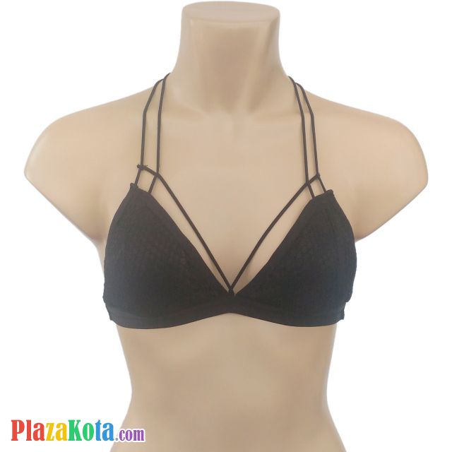 BH063 - Bra Demi Halterneck Hitam Cup Busa - Photo 1