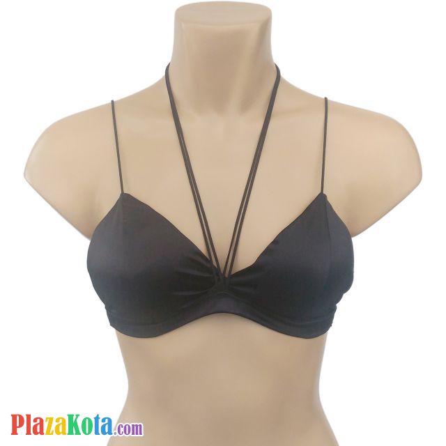 BH065 - Bra Demi Hitam Tali Halterneck Cup Busa - Photo 1