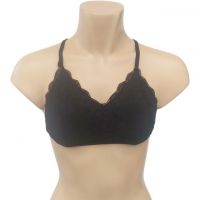 BH077 - Bra Demi Halterneck Hitam, Cup Busa