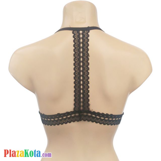 BH079 - Bra Demi Halterneck Hitam Cup Busa Renda Tali Geser - Photo 2