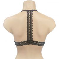 BH079 - Bra Demi Halterneck Hitam Cup Busa Renda Tali Geser - Thumbnail 2