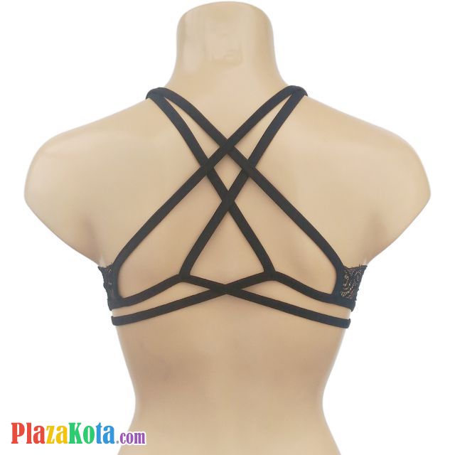 BH085 - Bra Demi Tali Silang Dobel Hitam Cup Busa - Photo 2