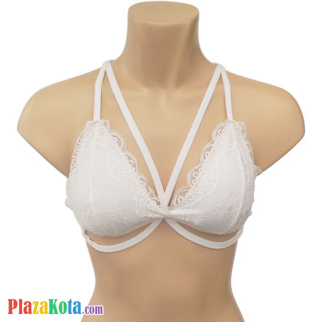 BH086, Jual Bra Demi Tali Silang Dobel Putih, Cup Busa 