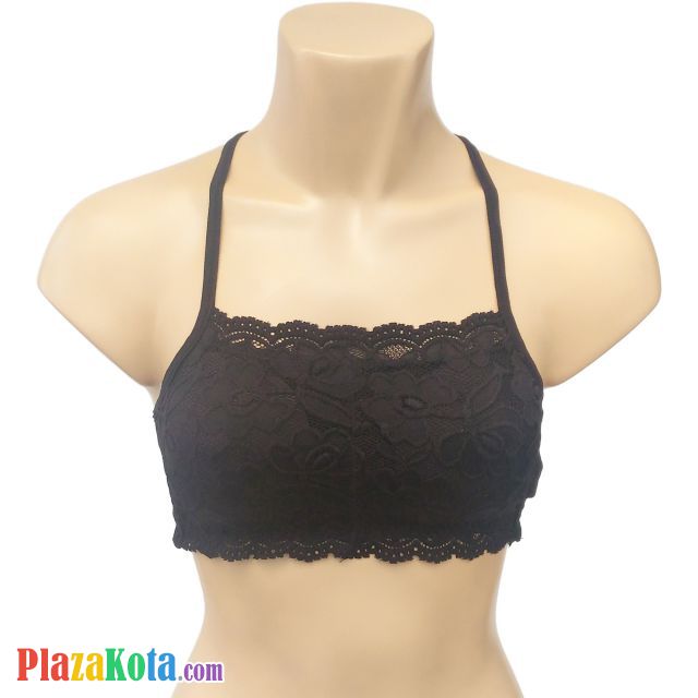 BH091 - Bra T-Shirt Hitam Cup Busa Segi Tiga Belakang - Photo 1