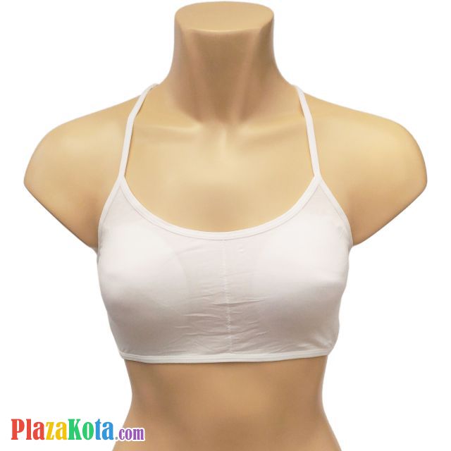 BH100 - Bra T-Shirt Tali Silang Putih Cup Busa Renda Segitiga Dobel - Photo 2