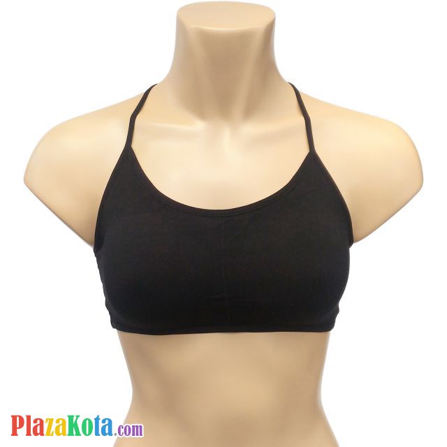 BH101 - Bra T-Shirt Tali Silang Hitam Cup Busa Segitiga - Photo 2