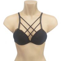 BH103 - Bra Demi Hitam, Cup Busa, Pengait Tunggal