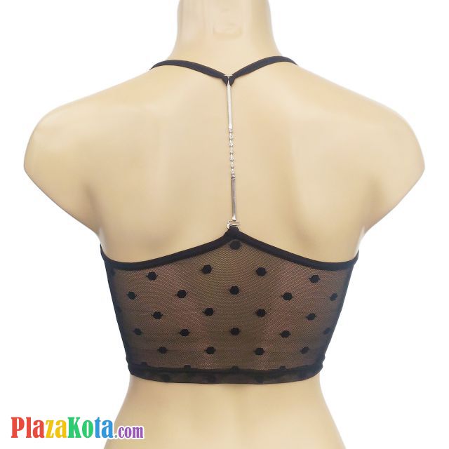 BH109 - Bra T-Shirt Halterneck Hitam Cup Busa Belakang Transparan Tali Berlian - Photo 1