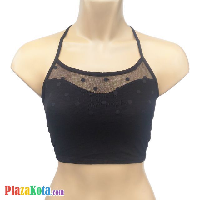 BH109 - Bra T-Shirt Halterneck Hitam Cup Busa Belakang Transparan Tali Berlian - Photo 2