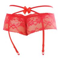 G024 - Garter Belt Panties Boyshort Merah Transparan Tali Silang Pita Crotchless Tali 4 - Thumbnail 2